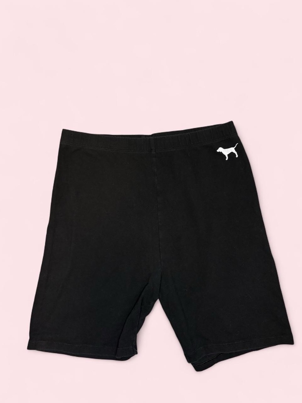 PINK Victoria's Secret Black Bike Shorts with White Dog Logo